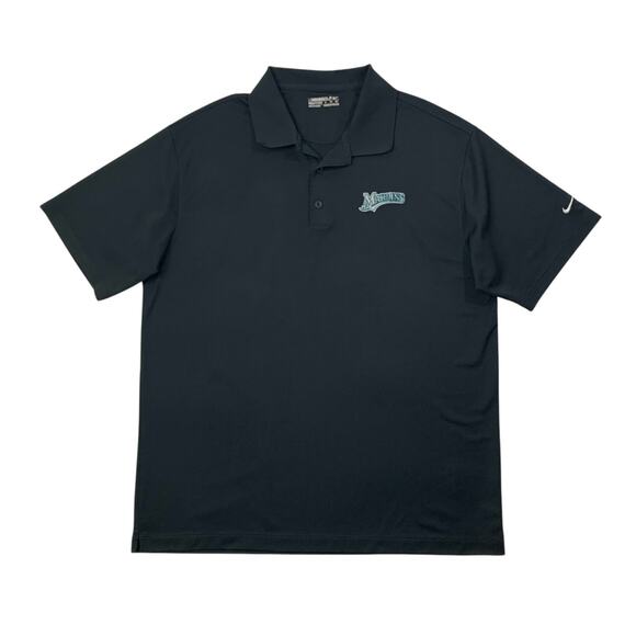 Miami Marlins Polo Shirt Mens Extra Large Black MLB Baseball Fit Dry Nike Golf - Picture 1 of 10